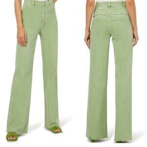 Alice and Olivia Green High-Waisted Jeans